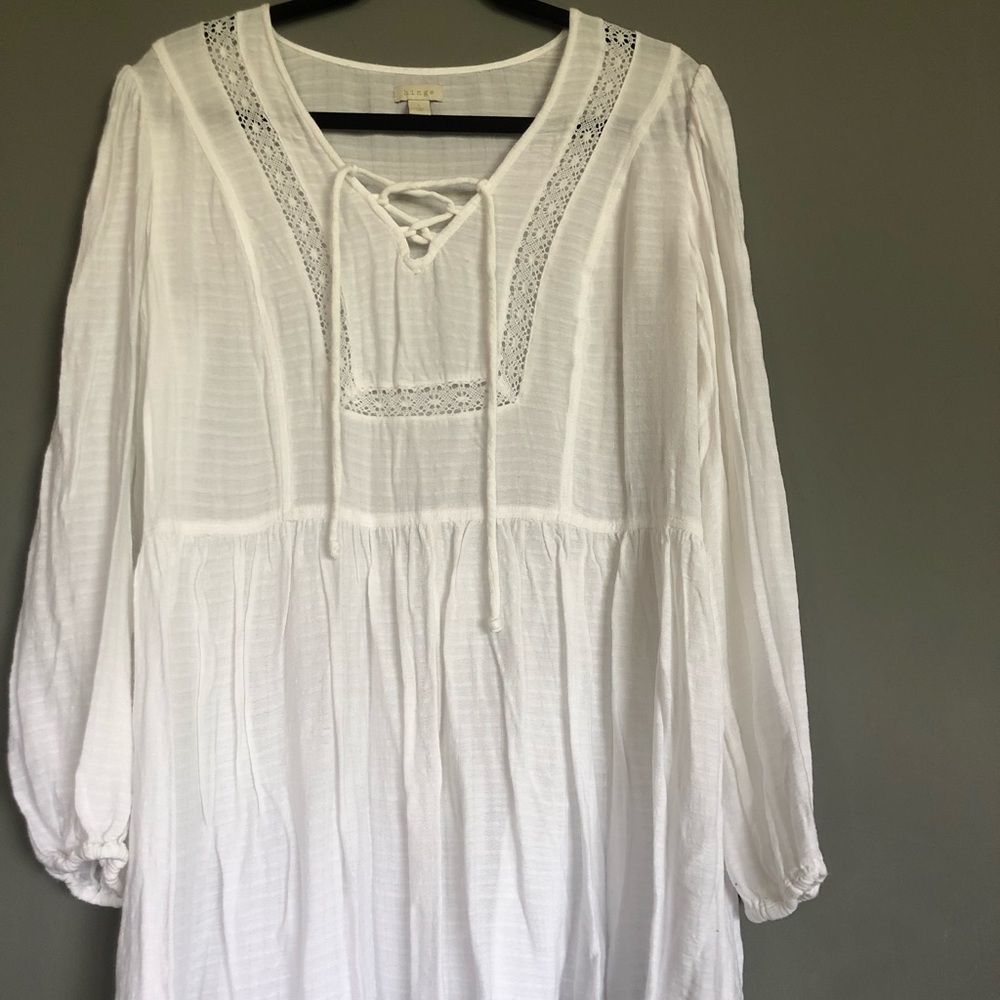 Hinge White Bathing Suit Cover Up Size L